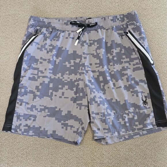 Spyder Gray Camo Lightweight Athletic Activewear Shorts - Size Large - Picture 2 of 9